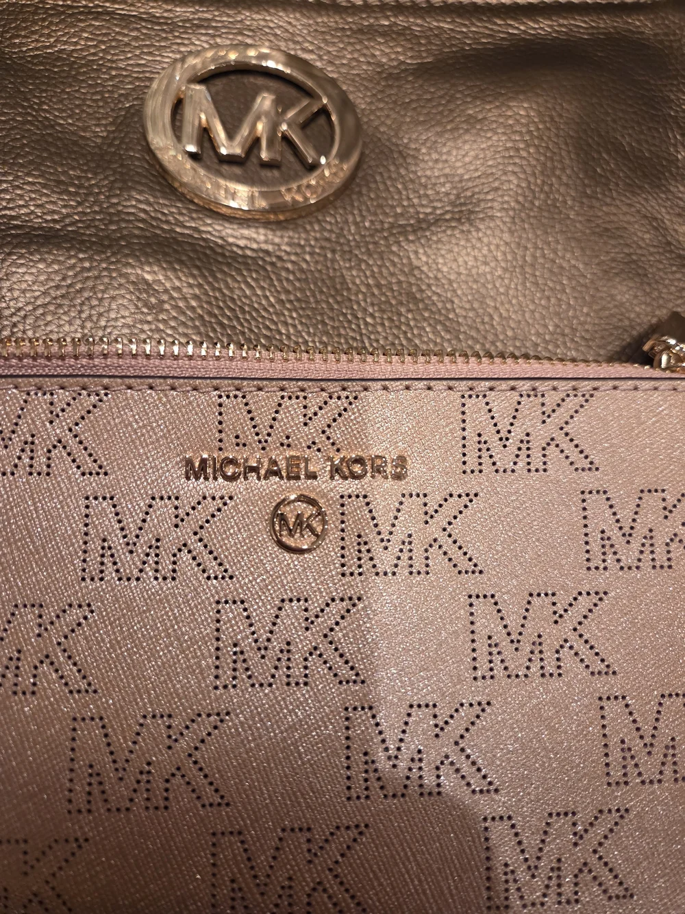 Michael Kors Women’s Metallic Crossbody Set - Bronze Gold & Rose Gold